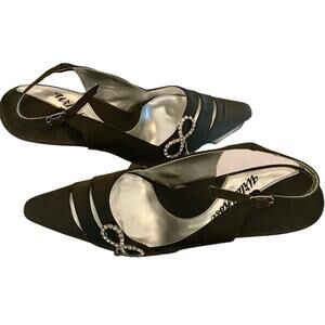 Wild Rose The Mona Black with Rhinestone Detail, 3-inch heel, Size 9